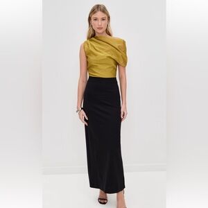 STAUD Asymmetrical Dress in Gold and Black